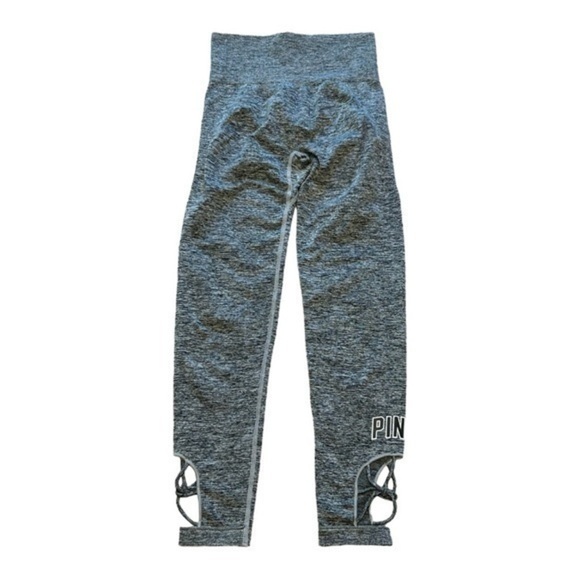 VICTORIA’S SECRET PINK ULTIMATE GREY BLACK HIGH WAIST ANKLE DETAIL LEGGINGS, S - Picture 1 of 5